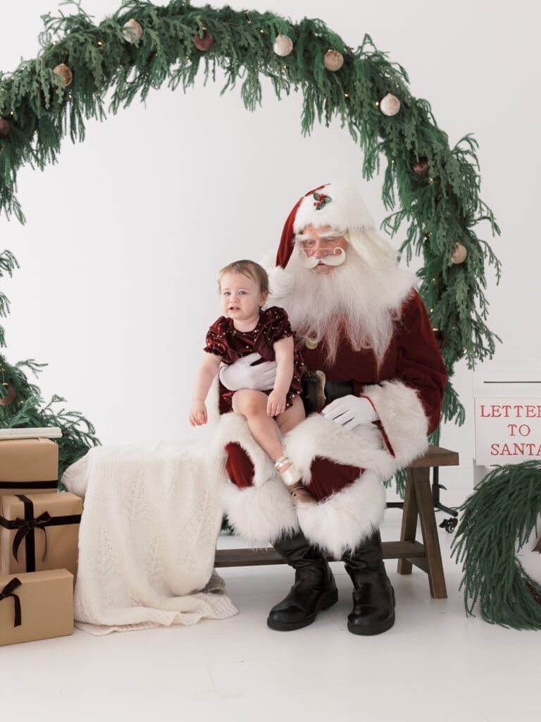 Baby crying in Tampa pictures with Santa.