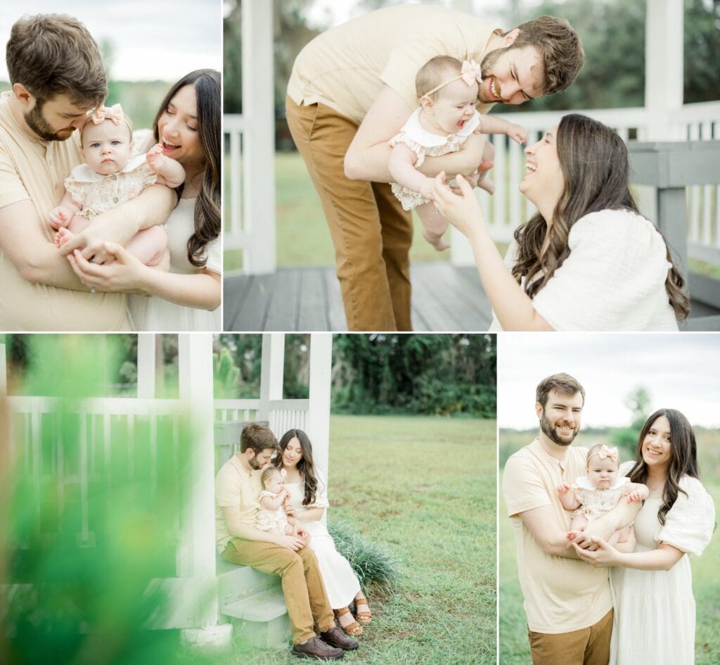 Photo collage of Tampa family portrait session at Lake Park in Lutz Florida.