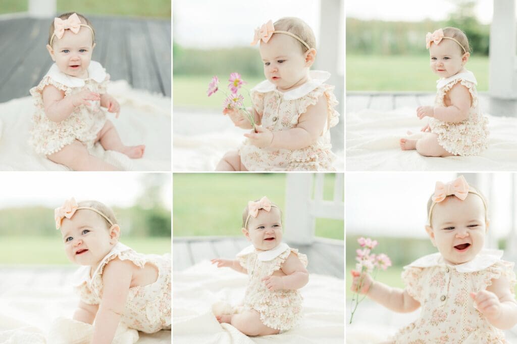 Baby girl milestone portraits at Lake Park in Lutz, Florida.